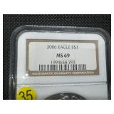 2006 1 Oz. Silver American Eagle NGC MS69 -  NGC Price Guide $65