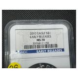 2010 1 Oz. Early Releases Silver American Eagle NGC MS70 - Perfect Graded Coin! -  NGC Price Guide $60