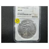2017 1 Oz. Silver American Eagle NGC MS69 -  NGC Price Guide $65