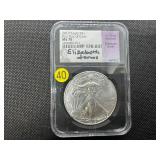 2019 1 Oz. First Day of Issue American Eagle Eliz. Jones Autographed NGC MS70 - Perfect Graded Coin!