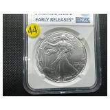 2021 Type 2 Early Releases 1 Oz. Silver American Eagle NGC MS70 - Perfect Graded Coin! -  NGC Price Guide $65