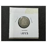 1853 Seated Liberty Dime