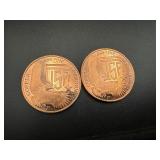 Two 1 oz Copper Rounds