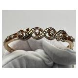 Vintage 14K Yellow Gold & Diamond Bangle Bracelet (19 grams total weight)