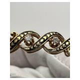 Vintage 14K Yellow Gold & Diamond Bangle Bracelet (19 grams total weight)