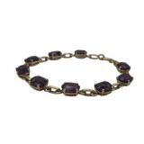Vintage 14K Yellow Gold & Oval Amethyst Tennis Link Bracelet, 7 1/4" Long (12 grams total weight)