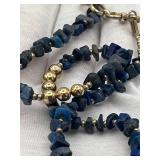 Vintage 18" 925 Sterling Silver Lapis Lazuli Necklace