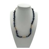 Vintage 18" 925 Sterling Silver Lapis Lazuli Necklace