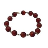 14K Gold 7.5" Carnelian Beaded Bracelet (Clasp is Stamped 14K)