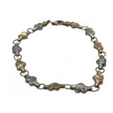 7-inch 14K Gold Heart Shapes Tennis Bracelet (Stamped AU 14K) (3.7 grams)