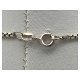 Vintage 18" 925 Sterling Silver Necklace with Purple Stone Pendant (7.2 grams total weight)