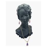 Spectacular 18" Oroamerica 14K Diamond Necklace and Matching Earrings (18.5 grams total weight)