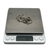 Vintage 18" 925 Sterling Silver Necklace with Purple Stone Pendant (7.2 grams total weight)