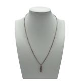 Vintage 18" 925 Sterling Silver Necklace with Purple Stone Pendant (7.2 grams total weight)