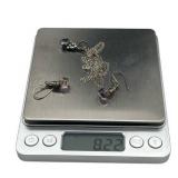 Vintage 16" Sterling Silver (925) & Amethyst Pendant with Matching Earrings (8 grams)