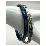 Pair of Vintage Cloisonne Bangle Bracelets (Inside width approximately 2.5")