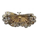Vintage 800 Silver and Gold Tone Filigree Butterfly Brooch Pin (16 grams) (2 13/16" Wide x 1 1/2" Tall)