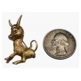 14K FJG Yellow Gold Ruby Eyed Donkey Pin Brooch (6.2 grams)