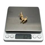 14K FJG Yellow Gold Ruby Eyed Donkey Pin Brooch (6.2 grams)