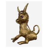 14K FJG Yellow Gold Ruby Eyed Donkey Pin Brooch (6.2 grams)