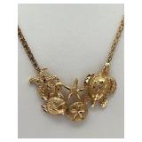 14K Yellow Gold Ocean Themed 17" Pendant Necklace (7.2 grams)
