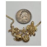 14K Yellow Gold Ocean Themed 17" Pendant Necklace (7.2 grams)