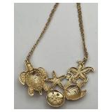 14K Yellow Gold Ocean Themed 17" Pendant Necklace (7.2 grams)