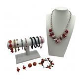 Fun Vintage Jewelry Lot - Bracelets, Earrings, and Heart Charm Necklace