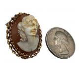 Antique 14K Gold Carved Shell Cameo Brooch (6.6 grams total weight)