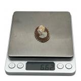 Antique 14K Gold Carved Shell Cameo Brooch (6.6 grams total weight)