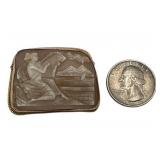Vintage 14K Carved Shell Cameo Woman Playing Harp Brooch/Pin (10 grams total weight)