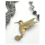 Beautiful Costume Jewelry Lot including Krementz Hummingbird Blue Eyed Brooch