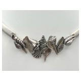 Vintage Kabana Sterling Silver Seashell Choker and 925 Sterling Earrings (43 grams total weight)