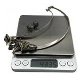 Vintage Kabana Sterling Silver Seashell Choker and 925 Sterling Earrings (43 grams total weight)