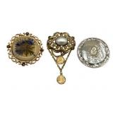 Vintage Brooch Pin Lot including 1950s Filigree and Carved Mother of Pearl