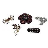 Beautiful Vintage Brooch Pin Lot including 1/20 12K GF Amber Rhinestone & Czechoslovakia Garnet Brooch