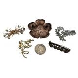 Beautiful Vintage Brooch Pin Lot including 1/20 12K GF Amber Rhinestone & Czechoslovakia Garnet Brooch