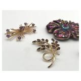 Beautiful Vintage Brooch Pin Lot including 1/20 12K GF Amber Rhinestone & Czechoslovakia Garnet Brooch