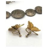 Vintage Jewelry including Spanish Galleon Brooch, Damascene Leaf Screwback Earrings and More!