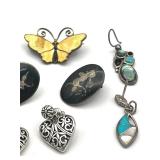 Vintage Sterling Silver Lot including Norway Sterling Butterfly Brooch and Siam Sterling (28 grams total weight)