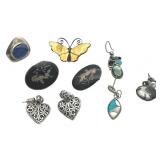 Vintage Sterling Silver Lot including Norway Sterling Butterfly Brooch and Siam Sterling (28 grams total weight)