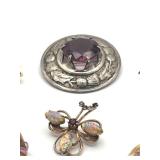Wonderful Vintage Brooch Lot including Rare GT Britain Stamped Amethyst Brooch/Kilt Pin, Krementz Brooch and More!