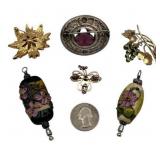 Wonderful Vintage Brooch Lot including Rare GT Britain Stamped Amethyst Brooch/Kilt Pin, Krementz Brooch and More!