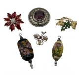 Wonderful Vintage Brooch Lot including Rare GT Britain Stamped Amethyst Brooch/Kilt Pin, Krementz Brooch and More!
