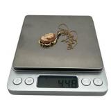 Vintage 14K Yellow Gold Cameo Pendant with 15" Necklace and 1/20 12K GF Cameo Screwback Earrings