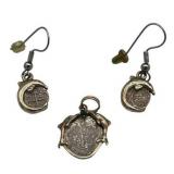 Vintage Isabel Atocha Sterling Silver Dolphin Pendant and Earrings