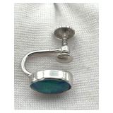 Beautiful Vintage 14K White Gold & Australian Opal Screwback Earrings (3.7 grams)