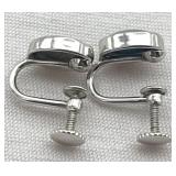 Beautiful Vintage 14K White Gold & Australian Opal Screwback Earrings (3.7 grams)