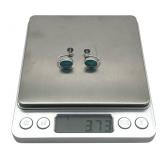 Beautiful Vintage 14K White Gold & Australian Opal Screwback Earrings (3.7 grams)