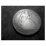 1853 Seated LIberty Half Dollar With Rays & Arrows